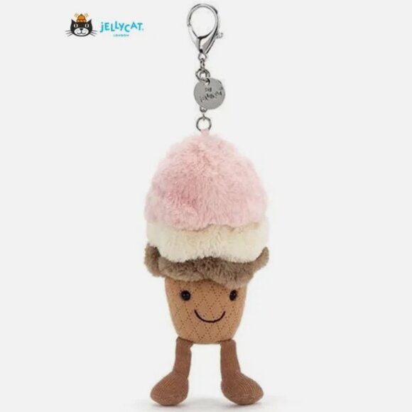 Jellycat Amuseable Ice Cream Bag Charm Keychain Soft Plush Food Toy NWT - Picture 1 of 3